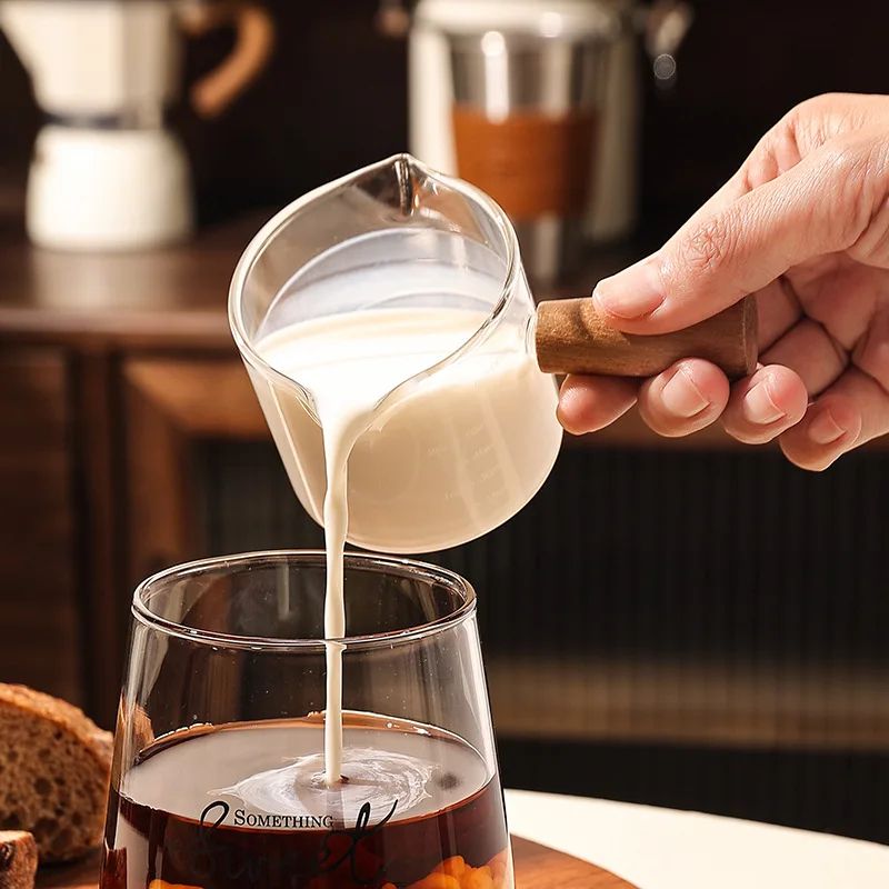 Italian Glass Espresso Cup Set with Measuring Marks Barista Shot Glass & Mini Milk Jug