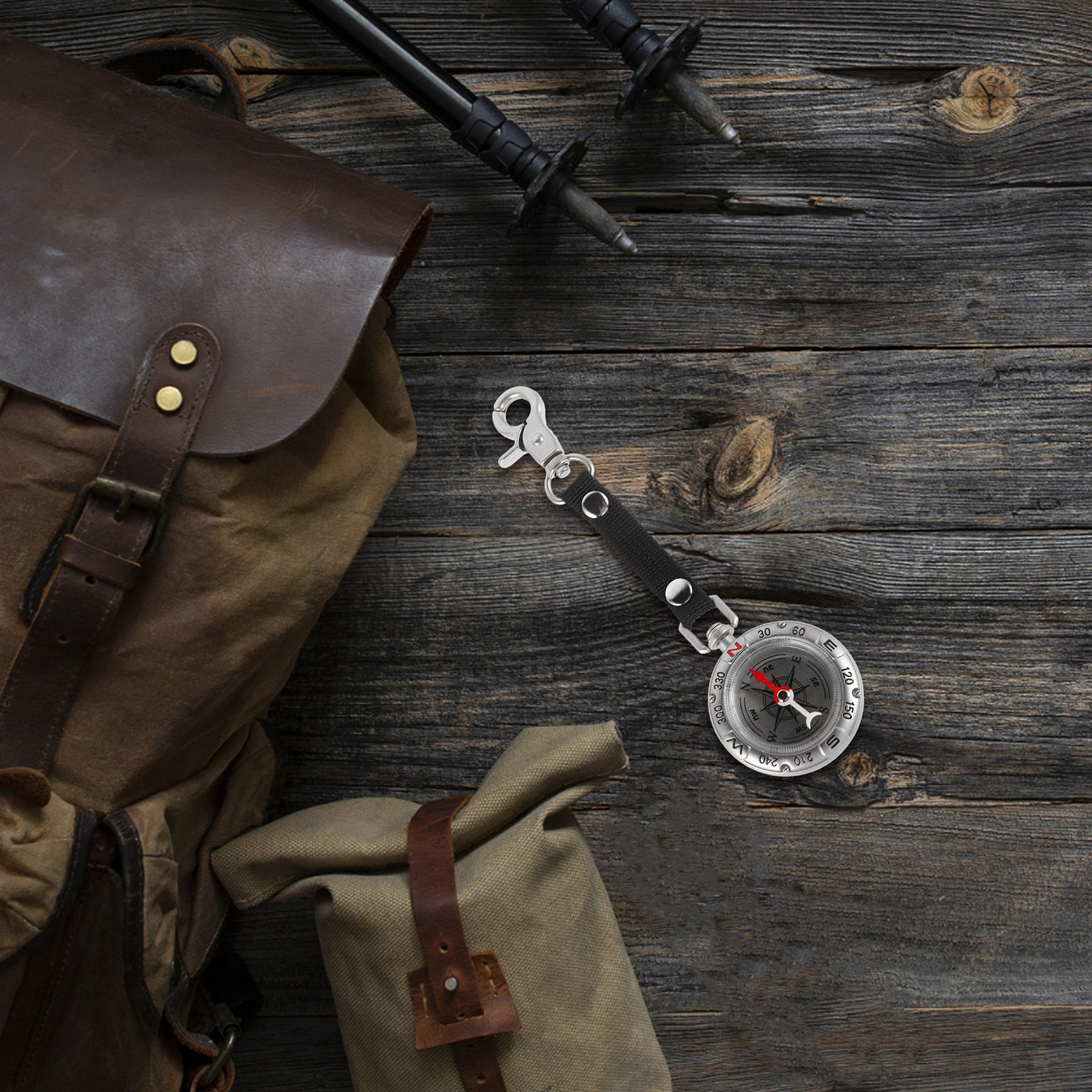 Vintage Outdoor Compass Keychain Pocket Navigation Survival Tool