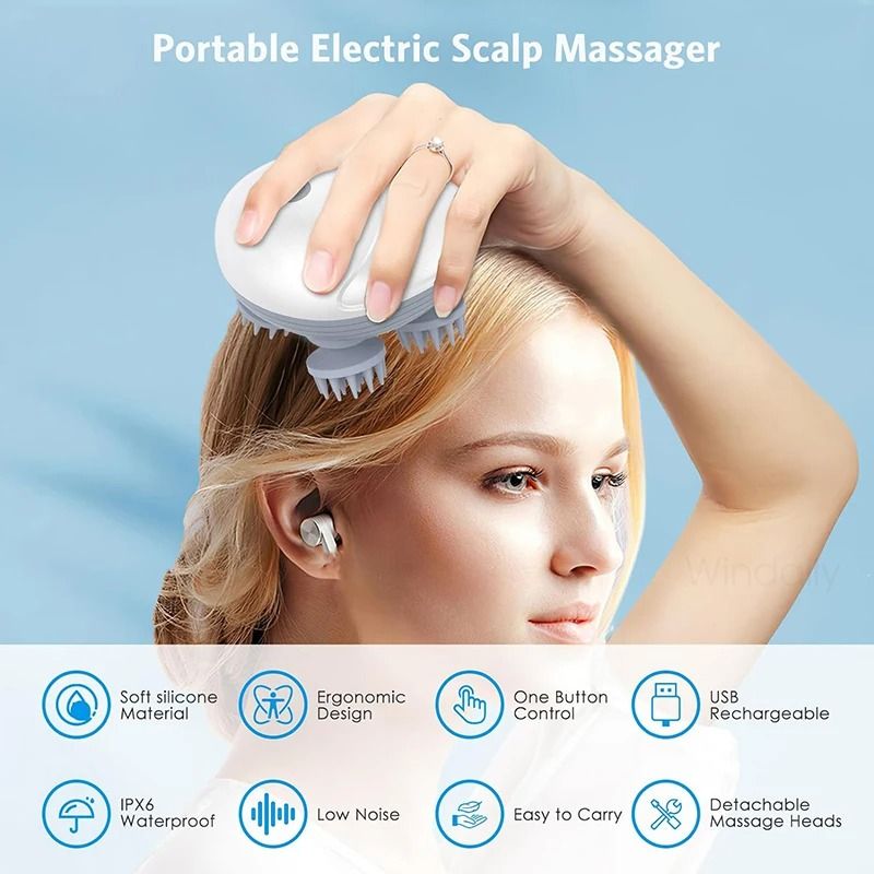 Electric Scalp Massager with Deep Tissue Kneading Vibration