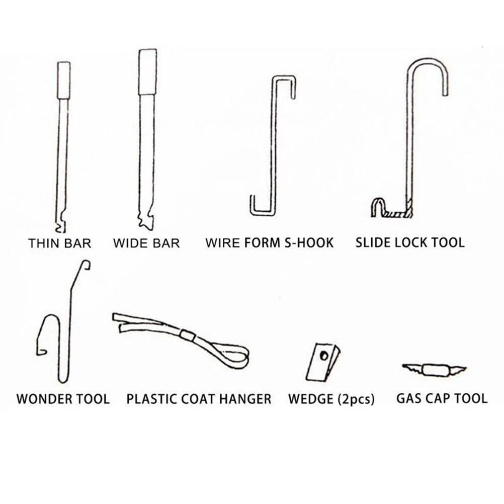 Universal Car Lockout Kit with Air Wedge Pump and Long Reach Tool Set