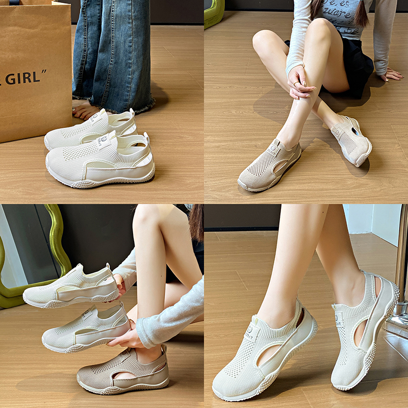 New Summer Trendy Mesh Sandals, Hollow Breathable Casual Board Shoes, Thick Sole Versatile Women's Vulcanized Shoes