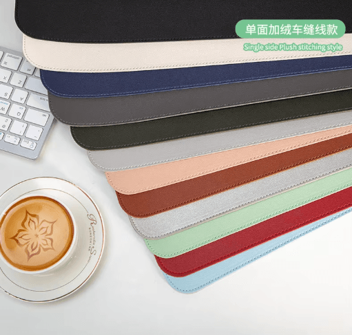 White PU Suede Desk Mat and Mouse Pad Large Non Slip Waterproof Desk Pad