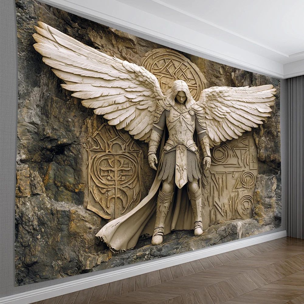 3D Angel Wall Tapestry Glam Polyester Hanging Decor for Bedroom and Living Room