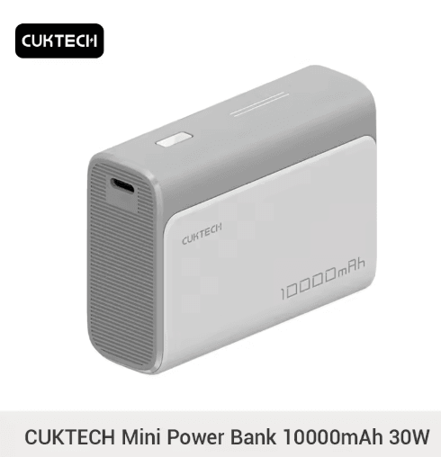 CUKTECH PB100S 10000mAh Pocket Power Bank 30W USB C Two-Way Fast Charging