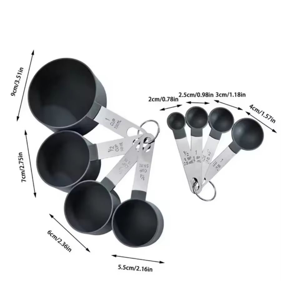 Precision 8-Piece Stainless Steel Measuring Cups & Spoons Set with Scale – Accurate Baking & Cooking Tool