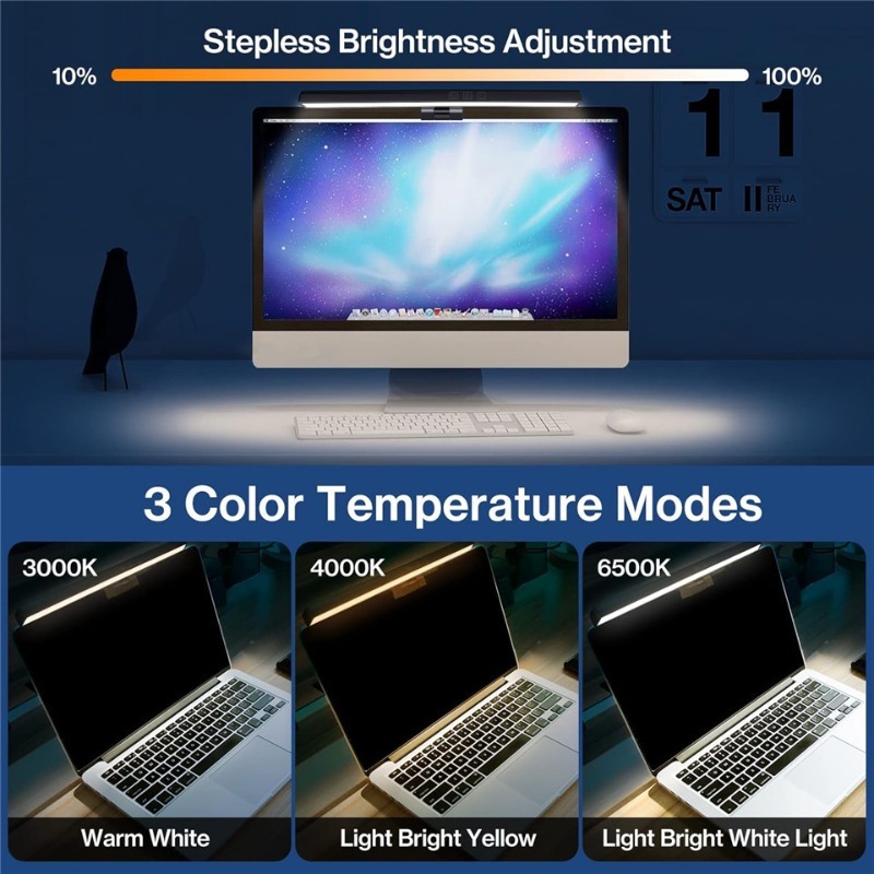 USB Dimmable LED Clip Light, Eye-Caring Screen Hanging Desk Lamp, Ideal Birthday/Valentine's Gift