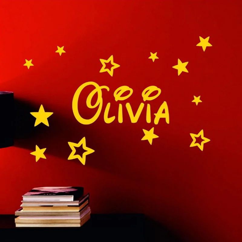 Personalized Kids Name Wall Sticker with Stars – Custom Vinyl Nursery Room Decor