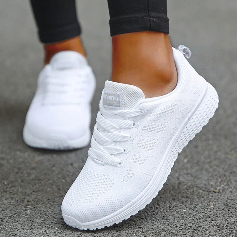 CloudStep Lightweight Lace-Up Flats for Women - Breathable Nurse & Walking Sneakers (Plus Sizes)