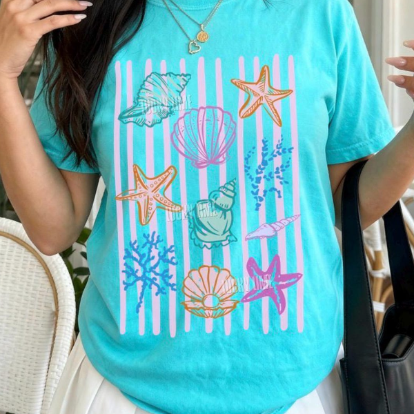 Seashell Shirt, Beach Shirt, Summer Graphic Tee, Ocean Lover, Sea Shell Tee, Summer Vacation T-shirt, Womens Beach Shirt