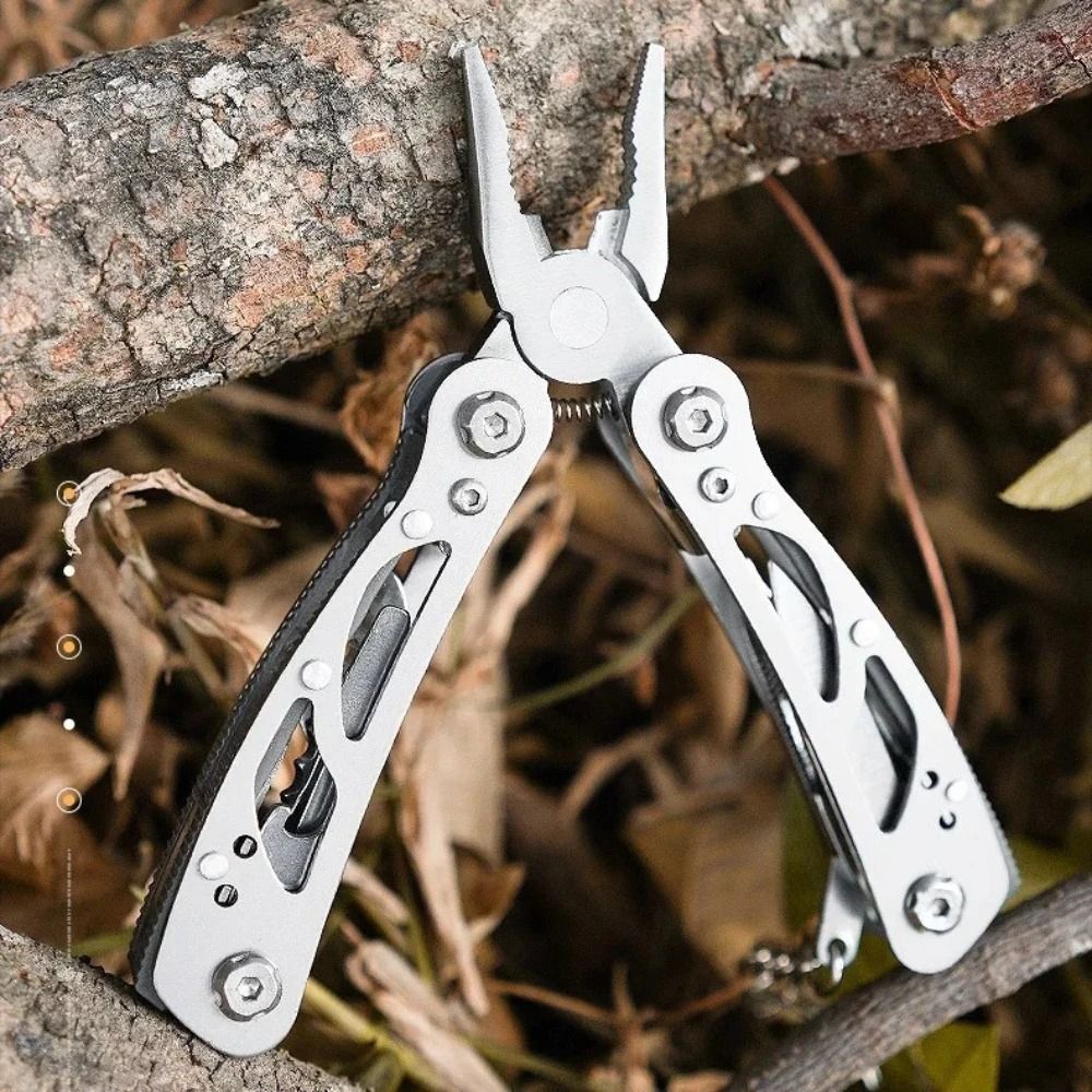 Compact Stainless Steel Folding Multitool Pliers with Keychain