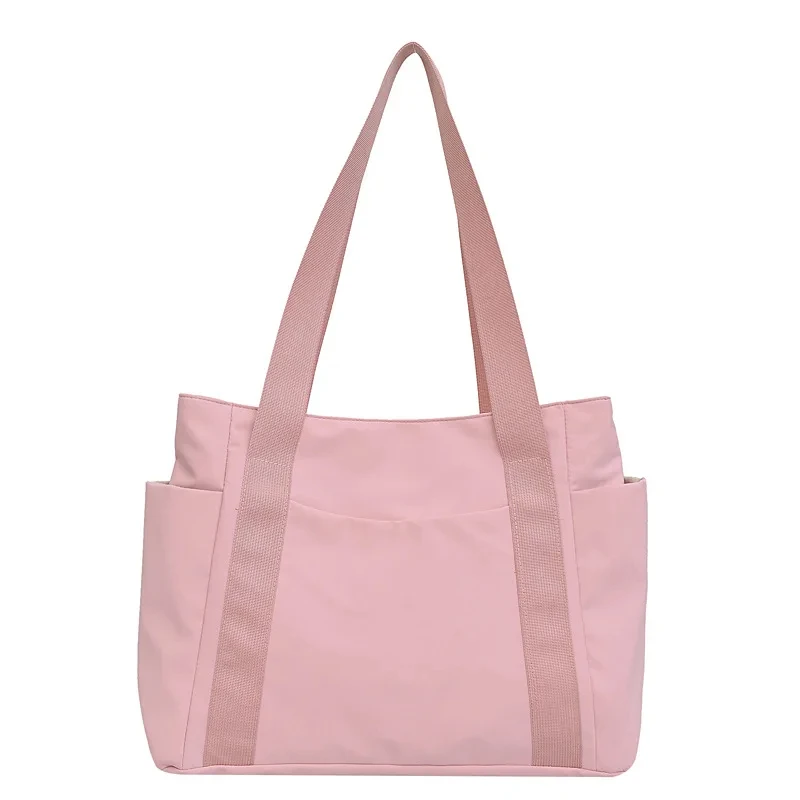 New Women's Bag, Solid Color Tote Bag, Large Capacity Nylon Shoulder Bag, Simple Mommy Go Out Bag, Leisure Handbag