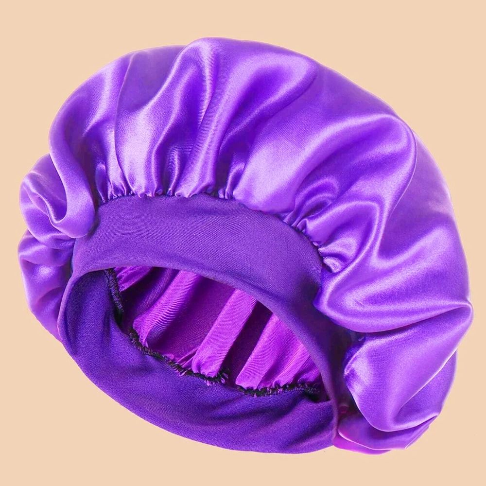 Women Satin Shower Cap Wide Brim Bonnet