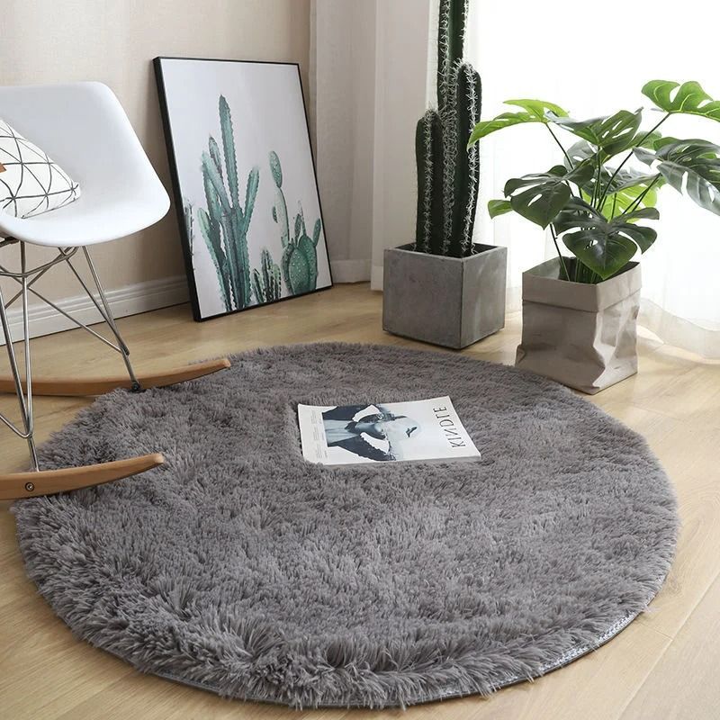 Fluffy Round Plush Rug Soft Shaggy Area Carpet for Living Room and Bedroom