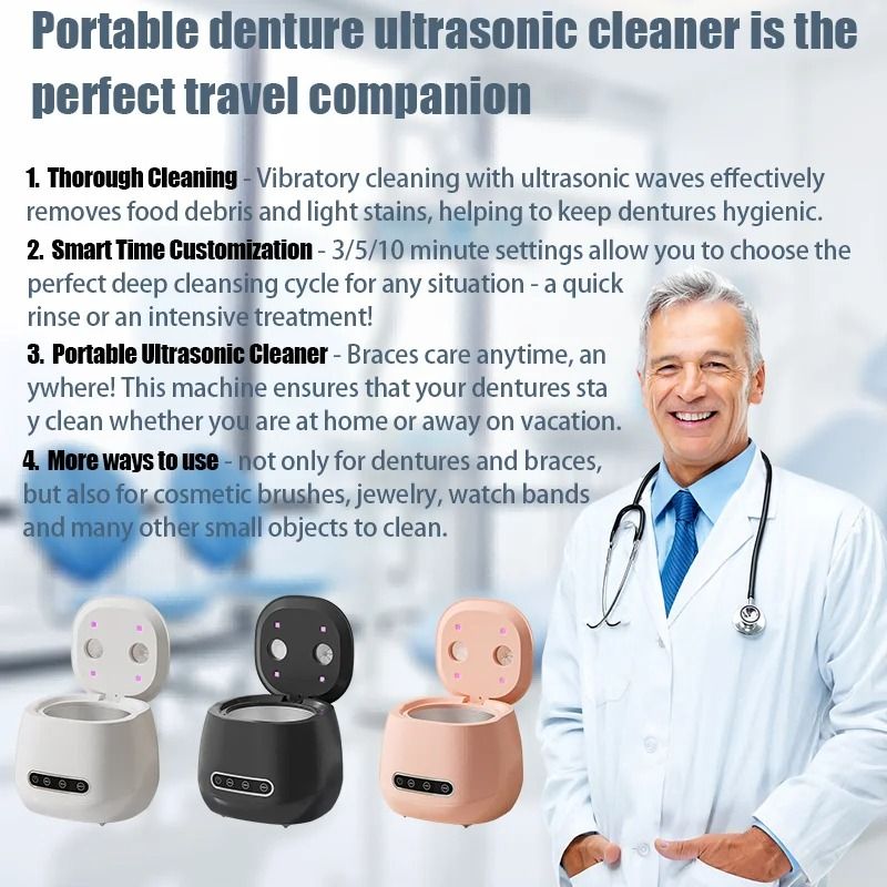 USB Rechargeable 48KHZ Professional Multi Function Ultrasonic Cleaner