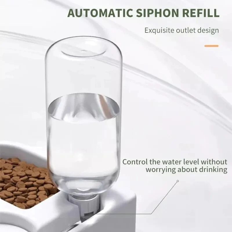 Automatic Drinking and Feeding Pet Bowl with Moisture Proof Water Dispenser