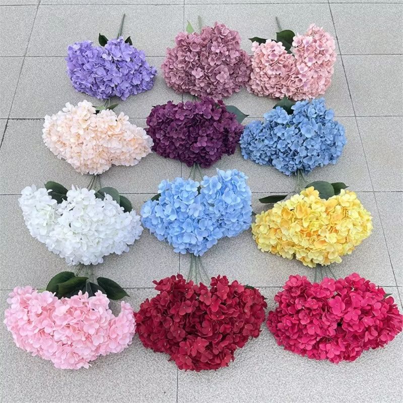 Elegant 5-Head Silk Hydrangea Bouquet – Realistic Artificial Flowers for Home, Wedding & Party Decor