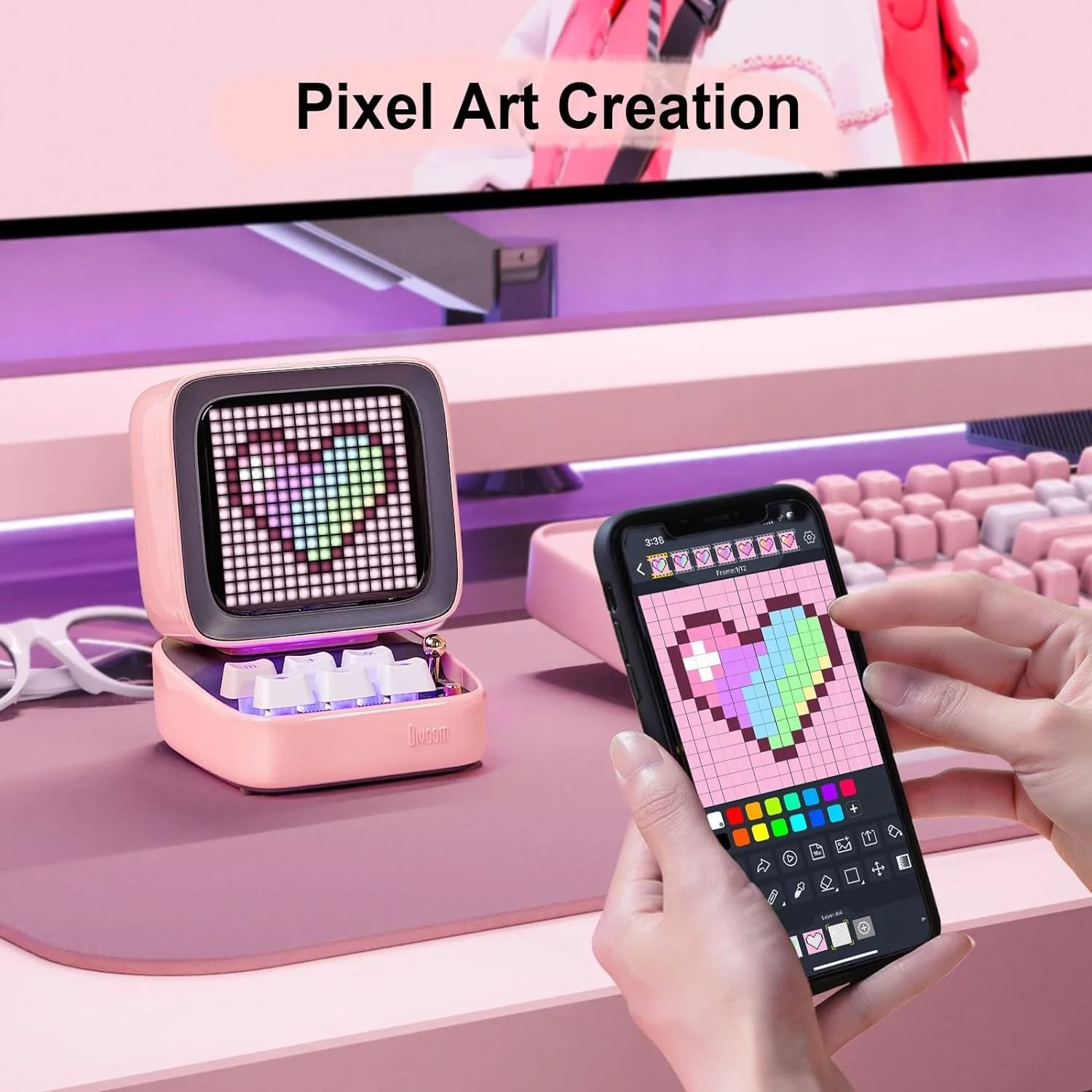 Retro Pixel Art Bluetooth Speaker with DIY LED Display and App Control