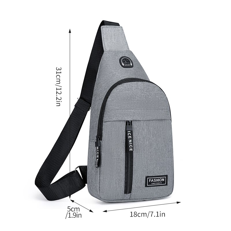 Fashionable Mens Solid Color Chest Bag Casual One Shoulder Crossbody Bag
