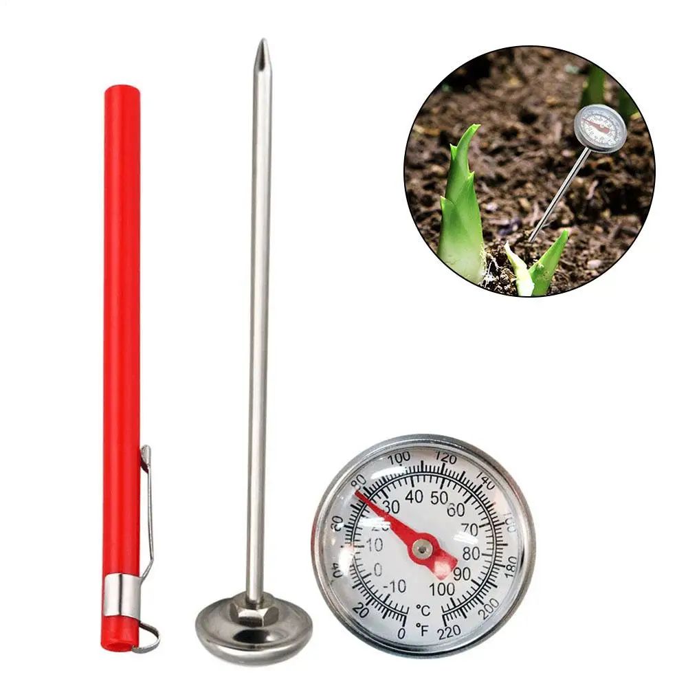 Stainless Steel Soil Temperature Thermometer – High Accuracy Ground & Compost Temperature Meter for Gardening