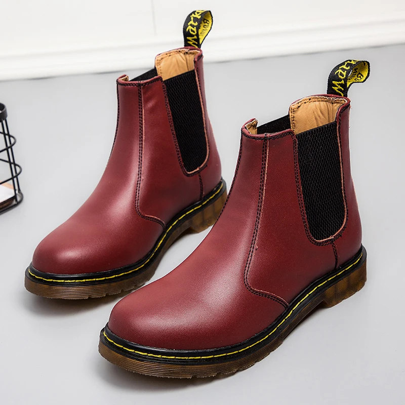 Breathable Leather Ankle Boots for Unisex, Smooth Platform Chelsea Boots for Women and Men, Stylish Platform Boots