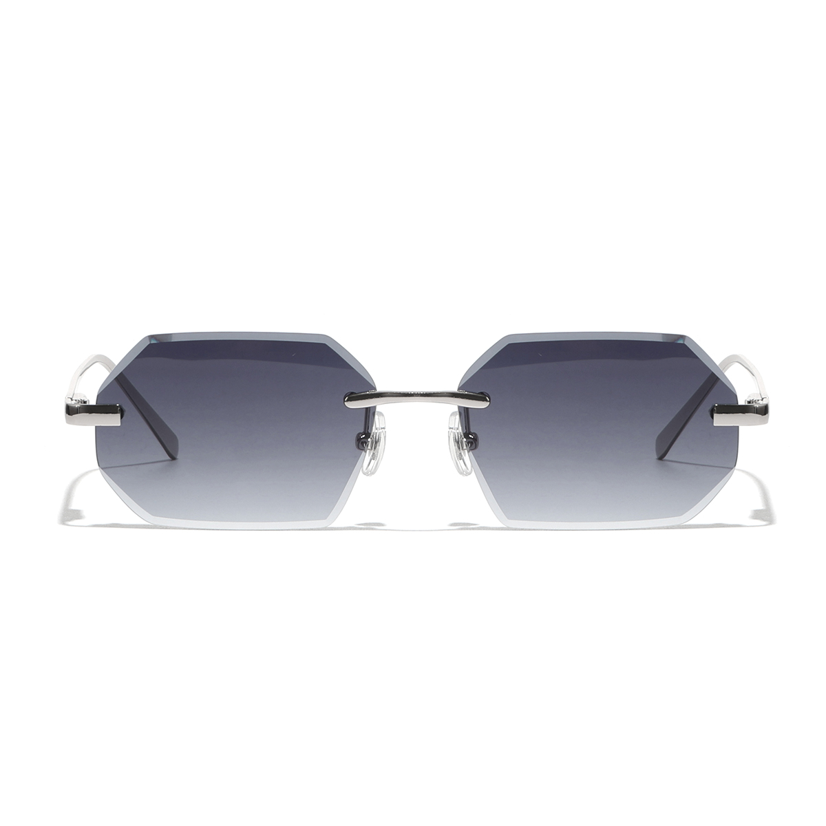 Rimless Designer Sunglasses with Diamond Cut Lens Frameless Metal UV Protection Shades