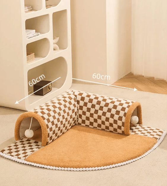 Convertible Cat Tunnel Bed and Dog House Mat for Small Pets