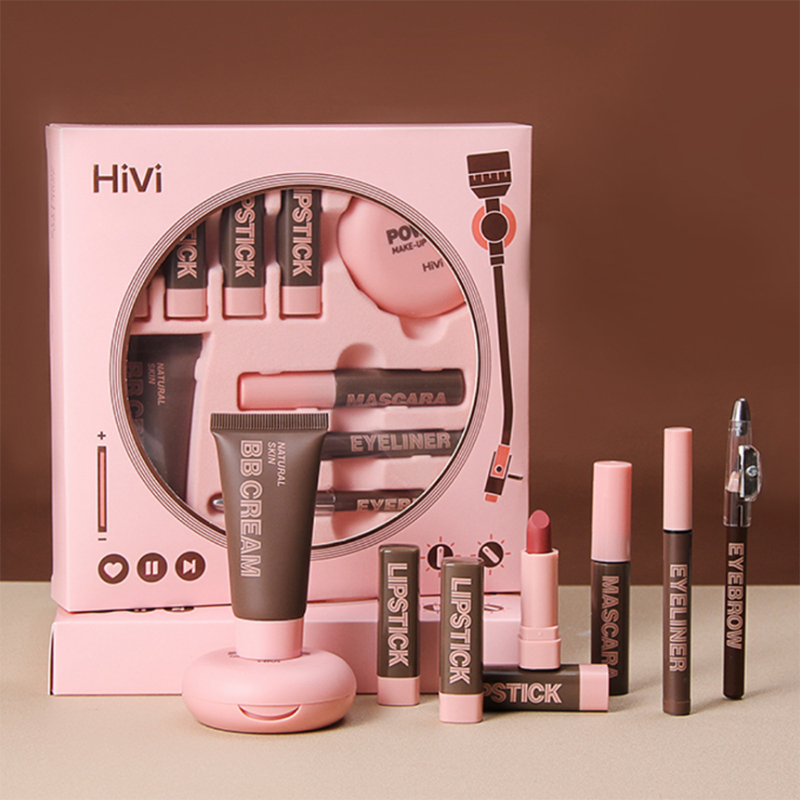 Women's Christmas Makeup Set Lipsticks, Powder, BB Cream, Eyebrow Pencil, Mascara & Eyeliner Gift Set