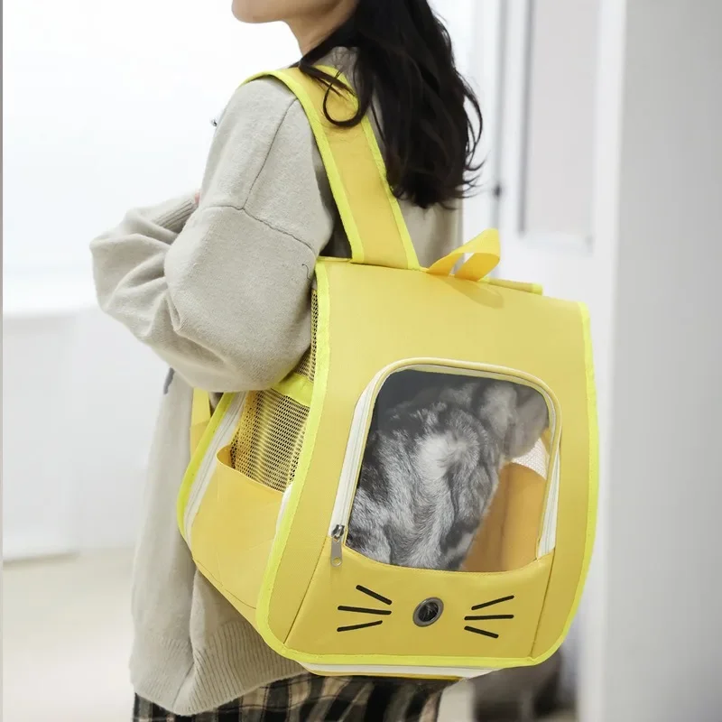 Cat Backpack Carrier, Pet Cat Carrier Bag Portable, Outdoor Breathable Transport Carrier for Small Dogs