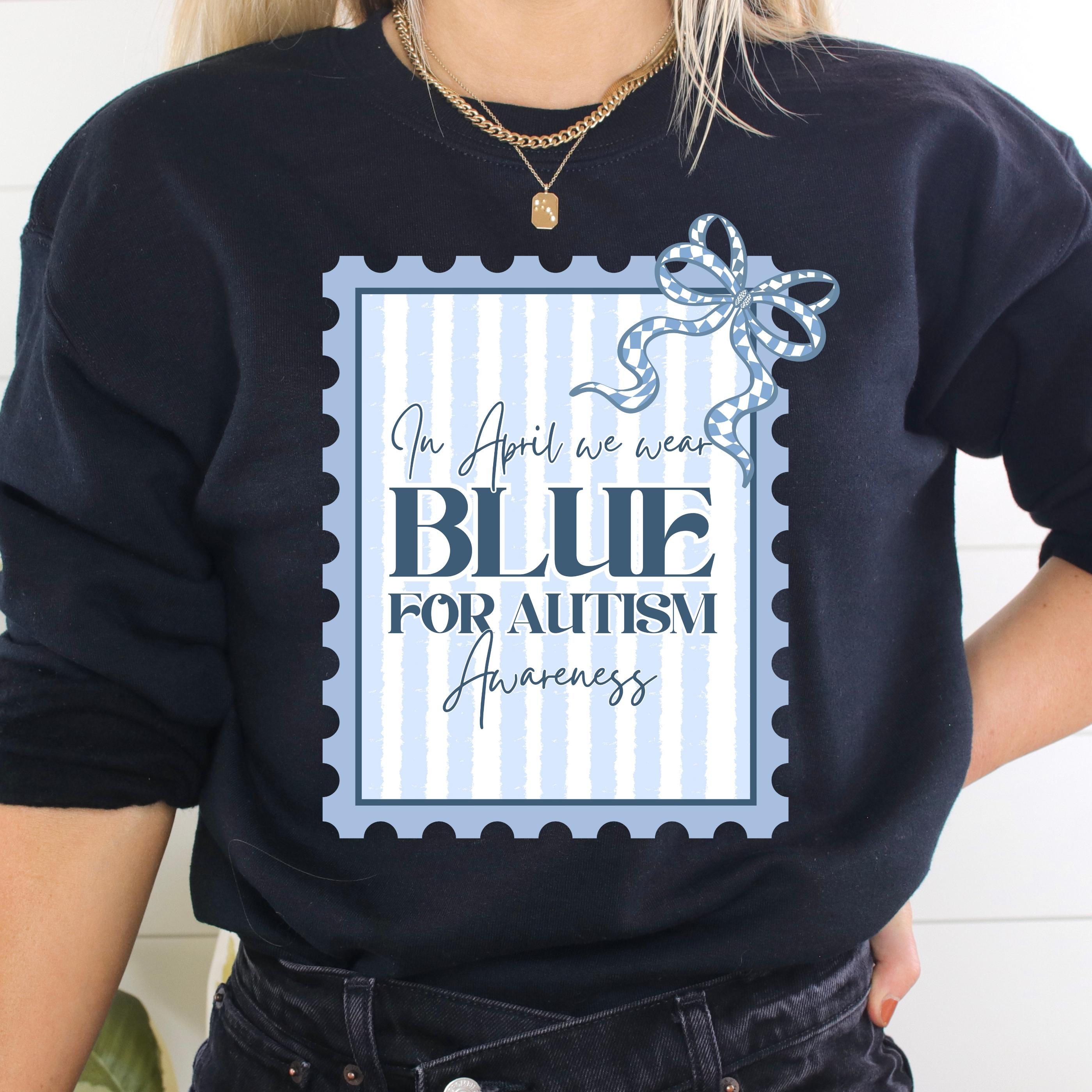Autism Awareness Postage Stamp T-shirt April Wear Blue Design