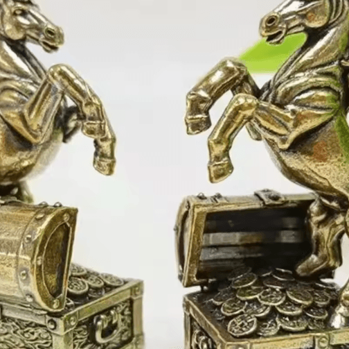 Brass Zodiac Horse Feng Shui Mini Statue for Home & Office Decor