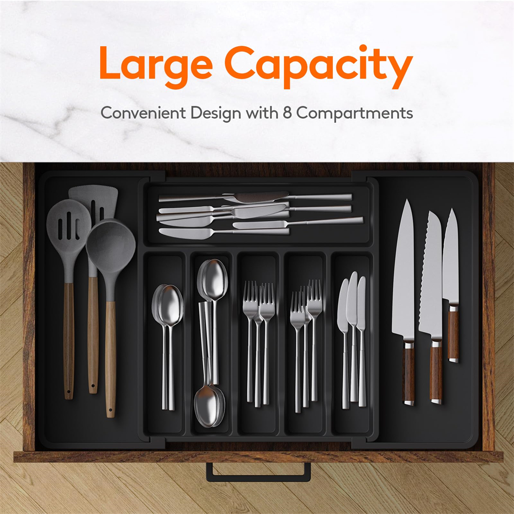 Expandable Silverware Drawer Organizer – Adjustable Utensil Tray for Forks, Knives & Spoons