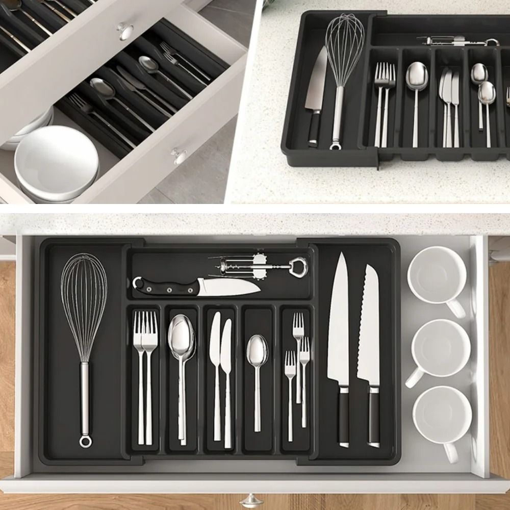 Expandable Kitchen Drawer Organizer Adjustable Retractable Cutlery Storage Tray for Utensils and Flatware