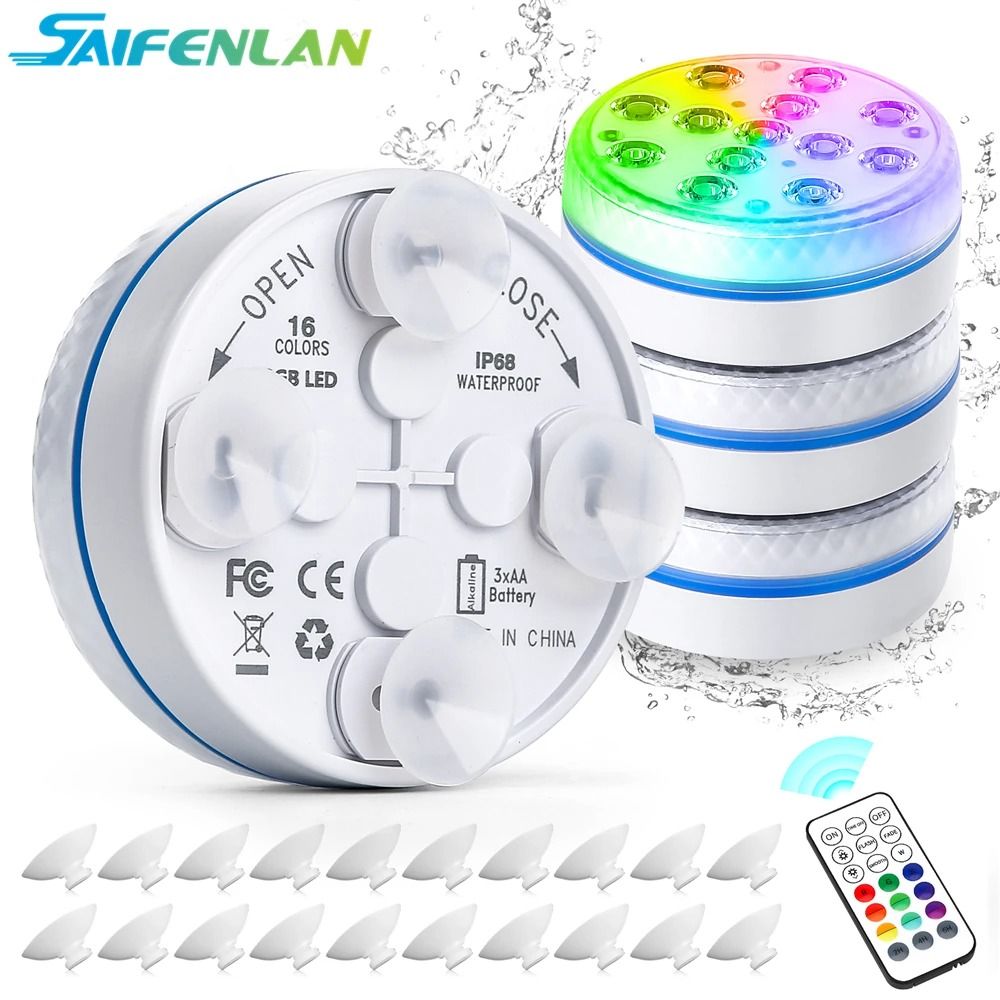 Waterproof Submersible LED Pool Light with Remote Control and 13 RGB LEDs for Pool Aquarium and Pond Use
