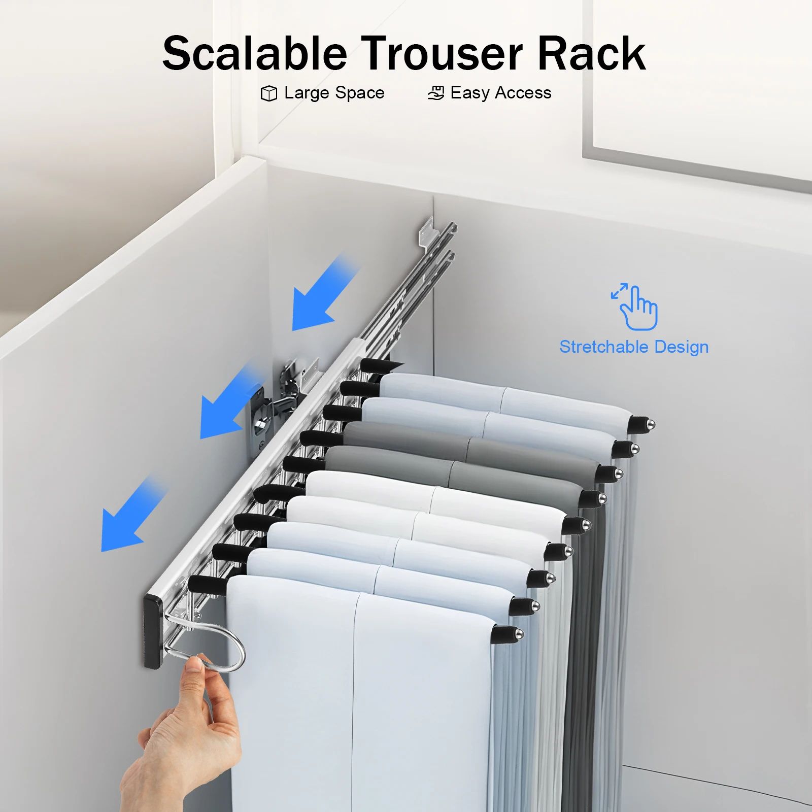 Pull-Out 9-Arm Wardrobe Trousers Rack Closet Organizer