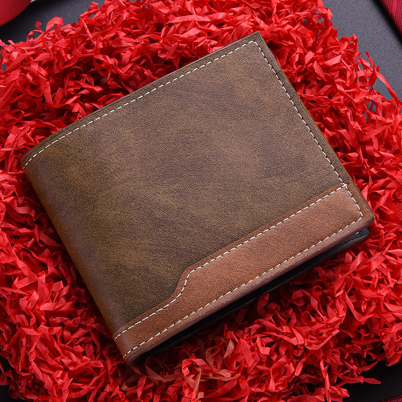 Retro PU Leather Mens Wallet Two Fold Design with Coin Purse and ID Card Holder