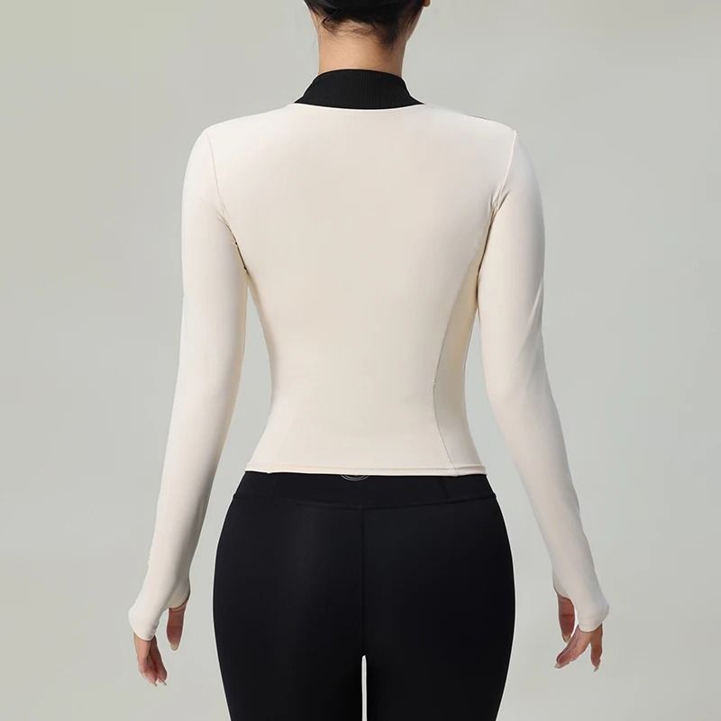 Women Slim Fit Zip Up Sports Jacket with Long Sleeves