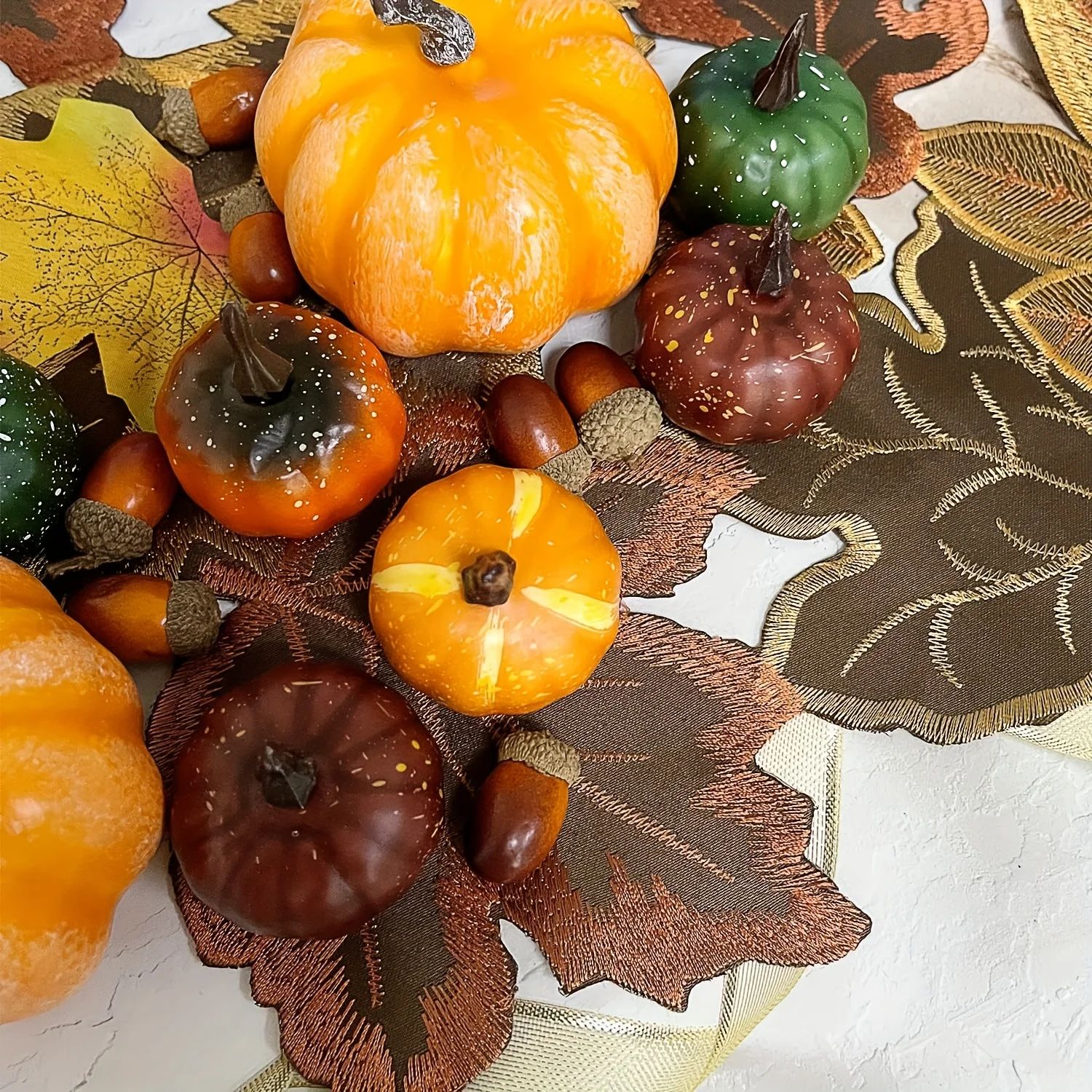 Autumn Maple Leaf Embroidered Table Runner