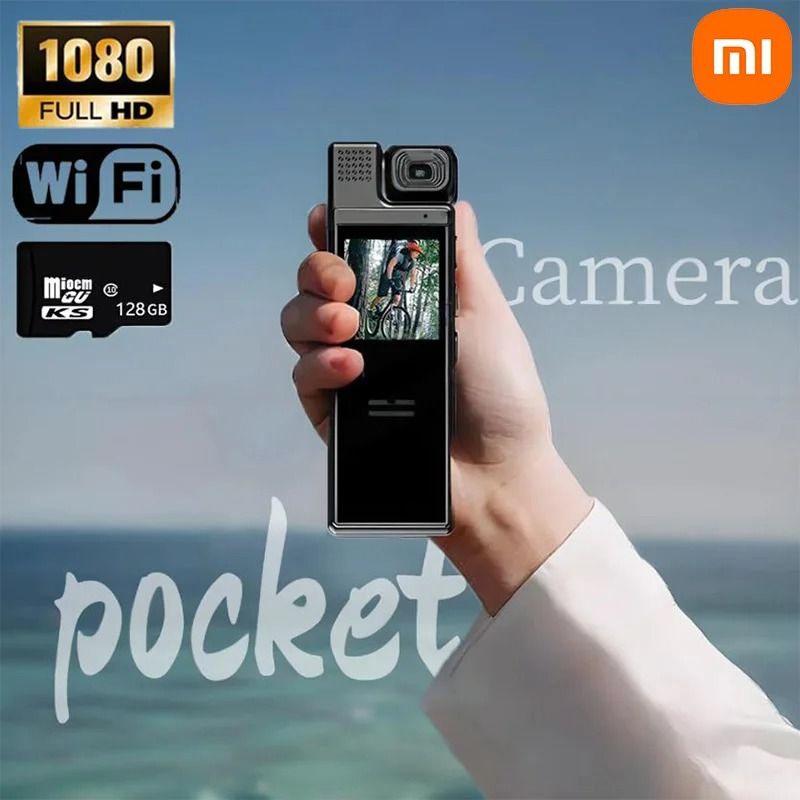 Mini 8K HD Clip on Action Camera with Night Vision and 180 Degree Rotatable Lens