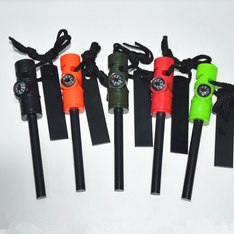 Survival Compass Fire Starter Kit Waterproof Magnesium Flint Emergency Tool