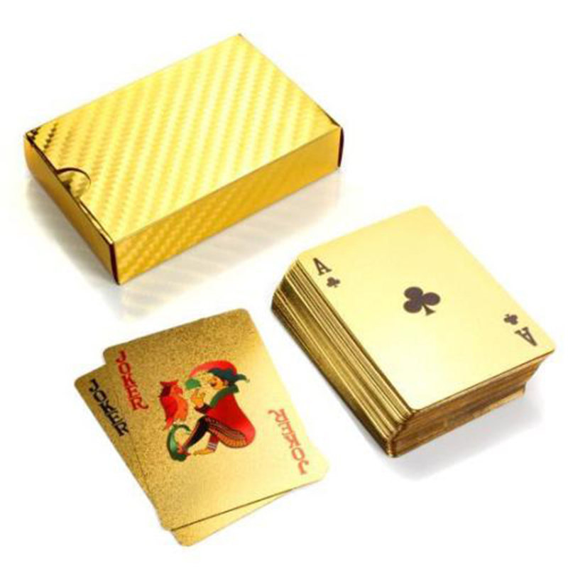 Poker Deck with Red Box Set Gift, Luxury 24K Gold Plated Foil Playing Cards