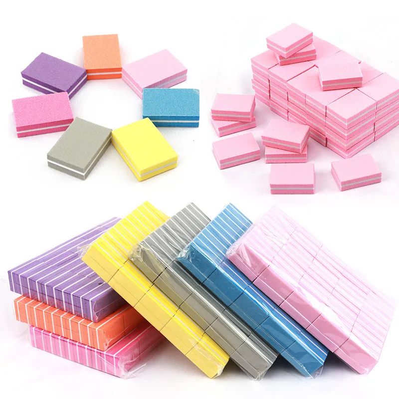 Mini Nail File Blocks Double Sided Sponge Nail Buffer Set 50 Pack
