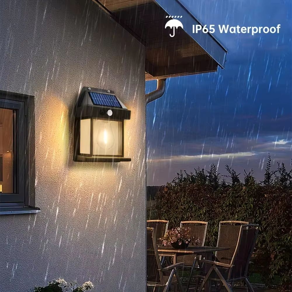 Solar Motion Sensor Wall Lantern Waterproof Outdoor Garden Light