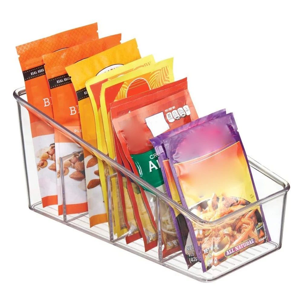 4 Tier Clear Pantry Organizer Stackable Storage Bins for Kitchen and Fridge