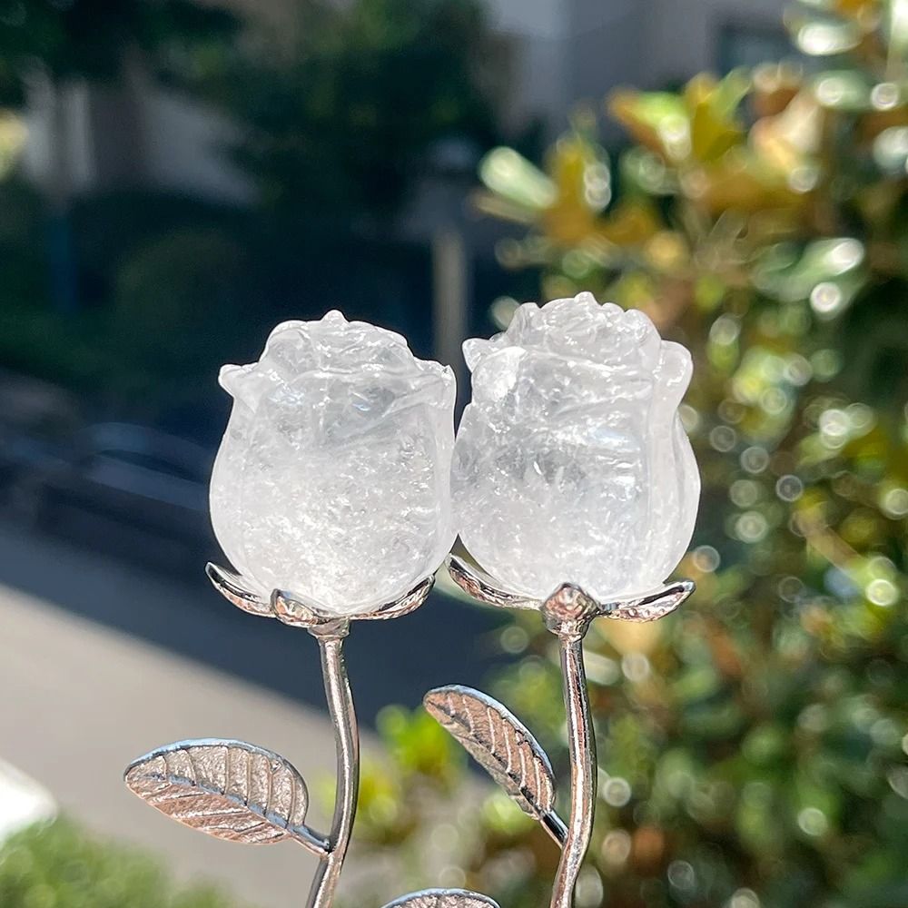 Elegant Carved Crystal Rose | Exquisite Quartz Flower Sculpture | Professional Reiki Healing & Jewelry Art