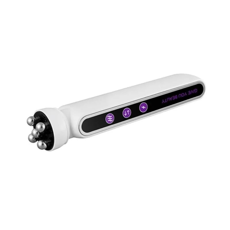 Facial Microcurrent Heating Beauty Roller With EMS RF and LED Light Therapy