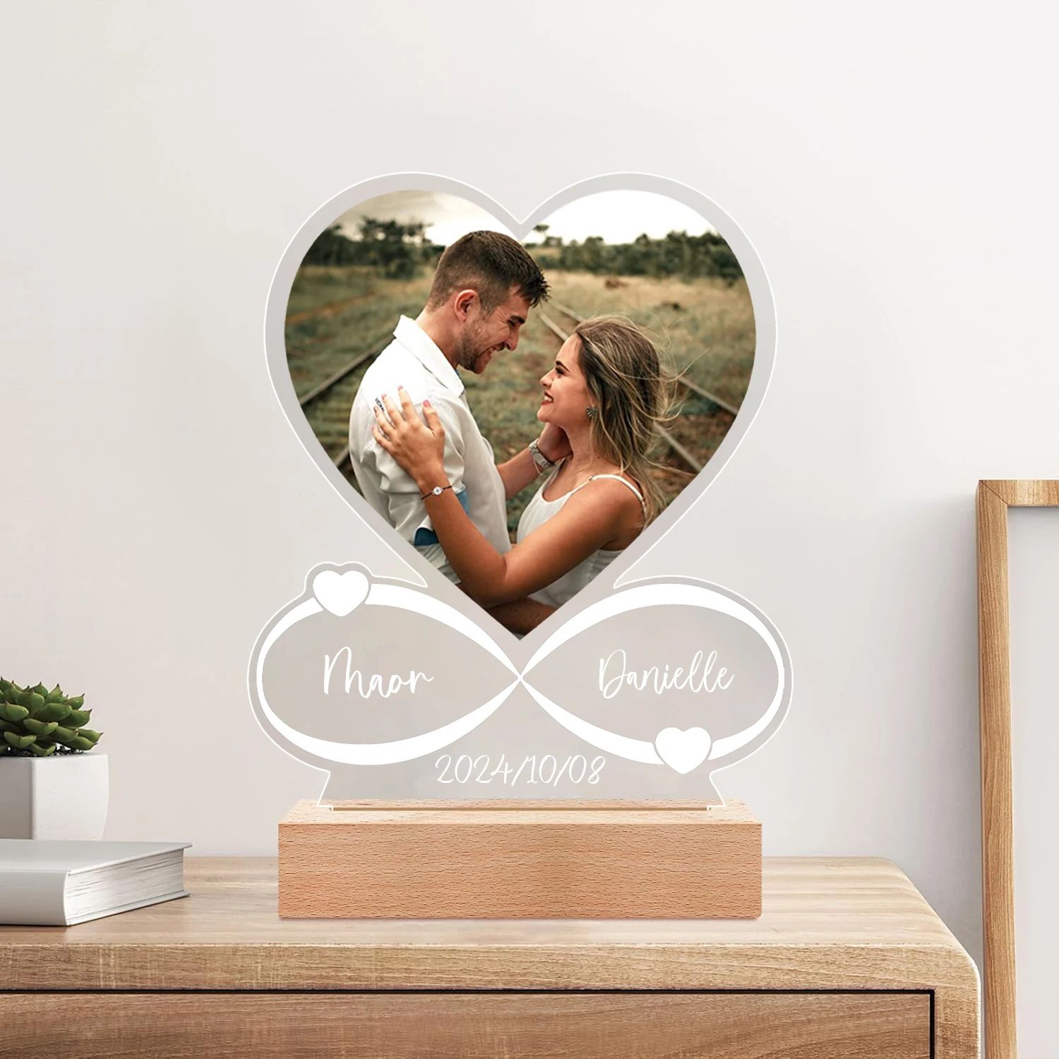 Custom Photo Acrylic Plaque Personalized Couple Gift Anniversary Love Frame