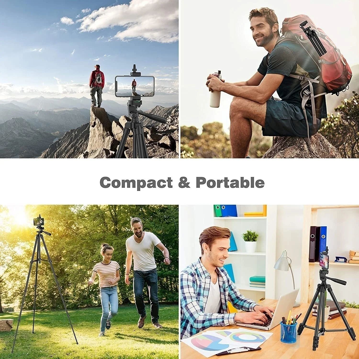 Lightweight Camera Tripod with Phone Holder