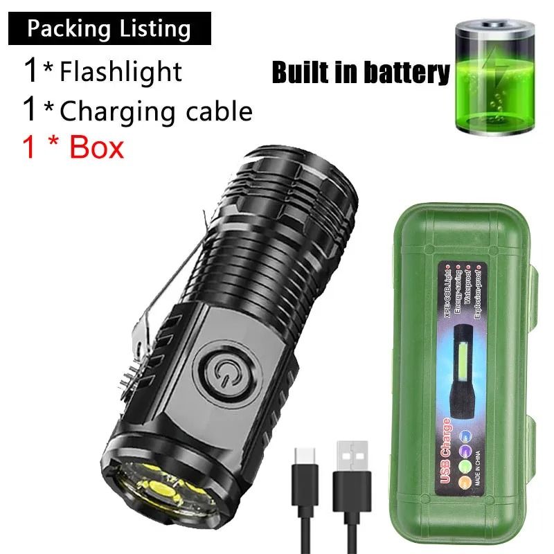 Super Bright Mini LED Flashlight with Pen Clip and USB Rechargeable Battery