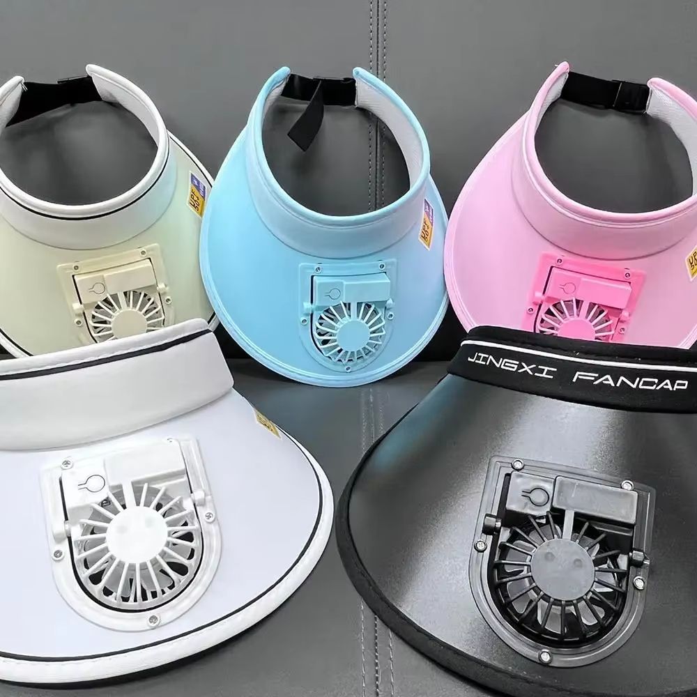 Summer Sun Protection Hat with USB Fan Large Brim Outdoor Sun Visor for Men and Women