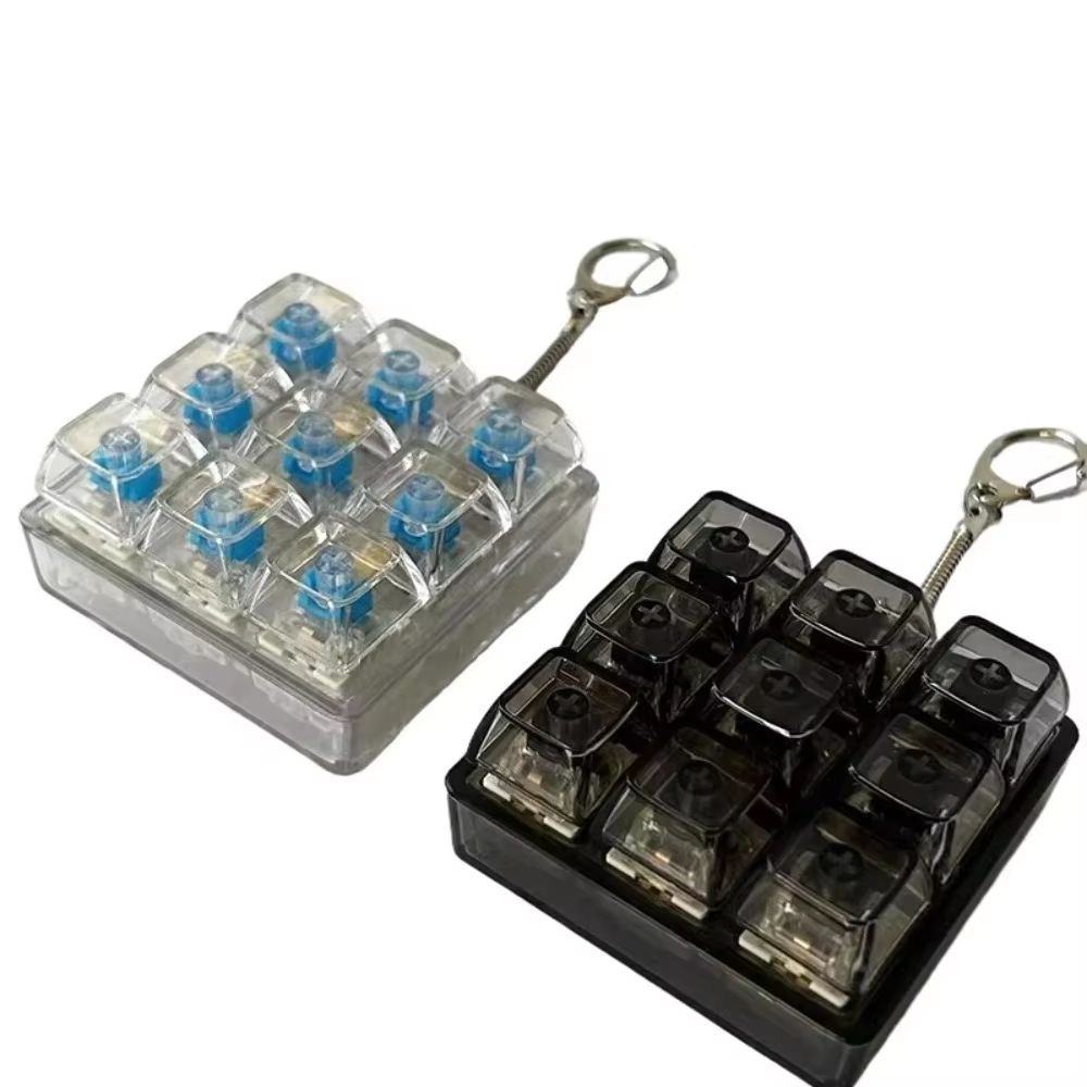 3/4/9-Key Fidget Keycap Toy Keychain Stress Relief Button Press Pinching Toy for Adults